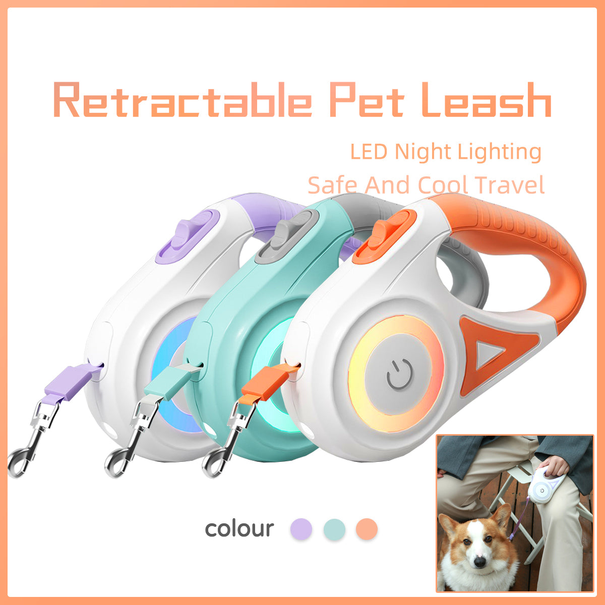 Retractable Dog Leash Set